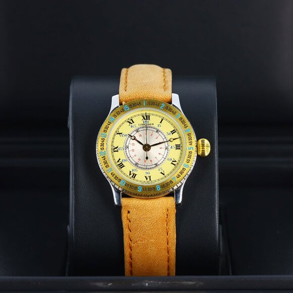 Longines Hour Angle by Charles A. Lindbergh, Champagne/Silver Dial - Yellow Gold - Picture 1 of 9